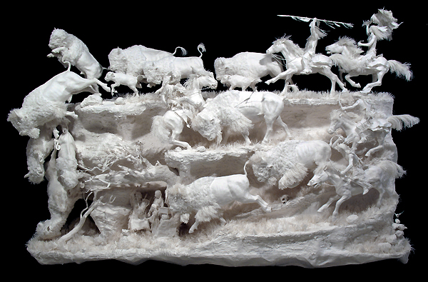 The Eckmans' sculpture "Prairie Edge Hunt" is remarkable both for its meticulous detail and its medium. (Eckman Fine Art)