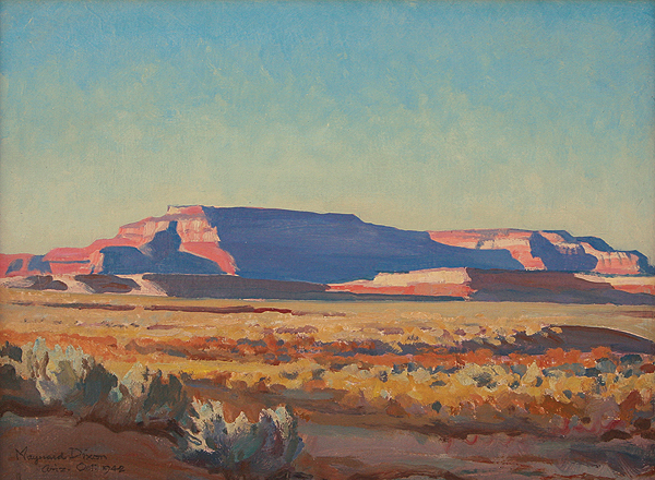 Dixon's 1942 oil painting Shiprock Mesa captures the palette of the desert Southwest. (Image: Mark Sublette Medicine Man Gallery, Tucson, Ariz., and Santa Fe, N.M.)