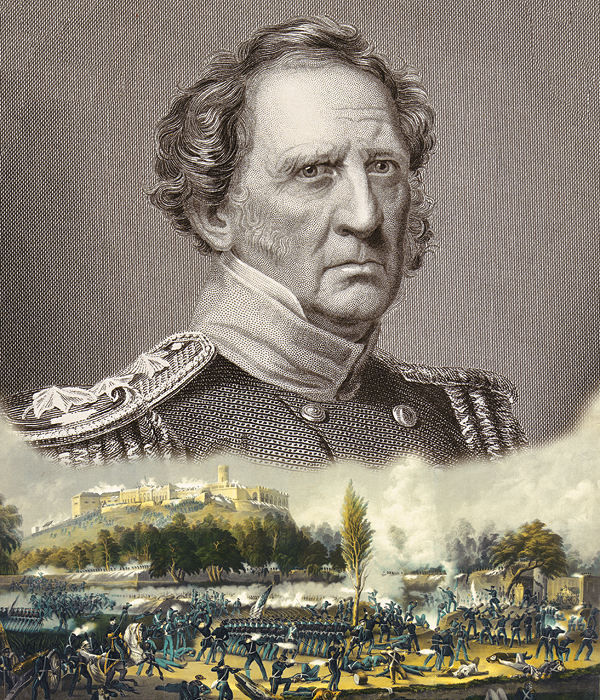 Though largely responsible for the U.S. victory in the Mexican War and widely revered by the American public, Scott was also known for his vanity and rash temper. (Top: The History of the United States of America, edited by Charles Mackay, James S. Virtue, London, 1863; bottom: Sarony & Major/Library of Congress)
