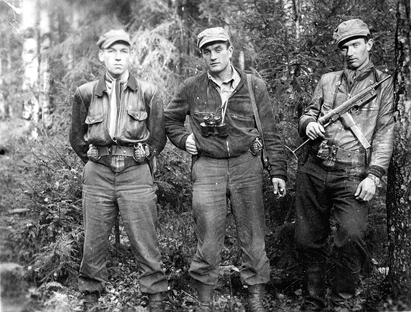 Lithuanian freedom fighter Juozas Lukša, center, and compatriots joined tens of thousands of their fellow Forest Brothers in resistance to postwar Soviet rule. (Genocide and Resistance Research Centre of Lithuania)