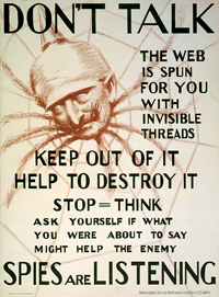 A 1917 poster warns against loose lips. (Library of Congress)
