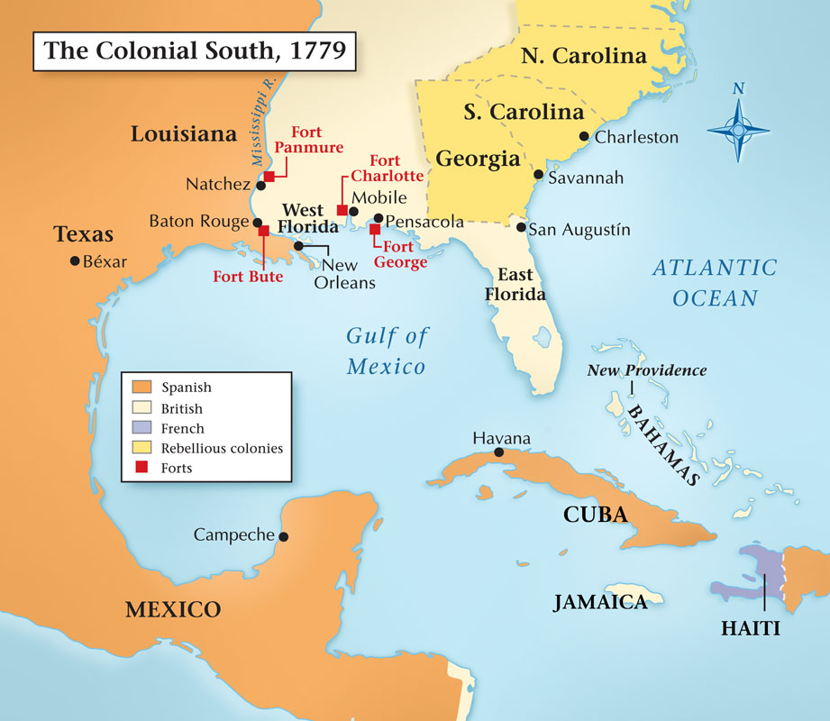 Spain’s long-term strategic plan was to seize the strongholds of Mobile and Pensacola, driving the British from the south. But Gálvez first had to secure Louisiana by taking Forts Panmure and Bute. (Baker Vail)