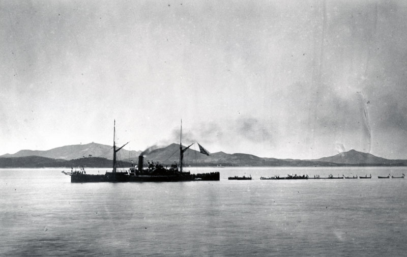 In 1871 the sidewheel monitor Monocacy began to chart the Yangtze. Here, it's towing boats after an attack on the Korean mainland that same year. (National Archives)