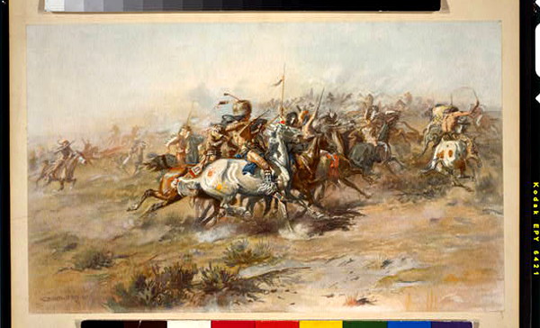 The Custer Fight, by Charles M. Russell (Photomechanical print, courtesy Library of Congress)