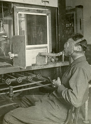 American University's Experiment Station conducted extensive "man tests" on the effectiveness of gas masks. (National Archives)