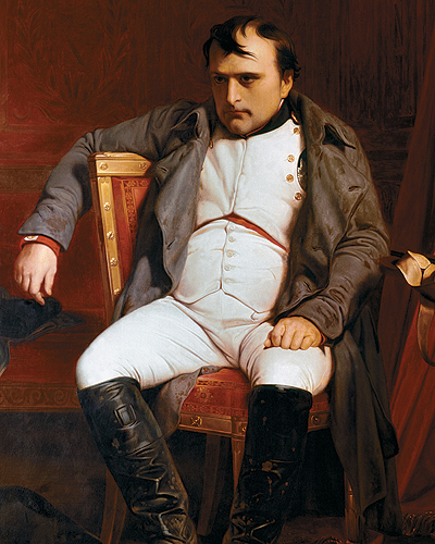 Napoléon Bonaparte exploited his enemies' weaknesses and overcame extraordinary odds in his 1814 campaign, holding the numerically superior allied forces outside Paris for weeks. But his disappointment at ultimately losing the French capital—and his throne—is clearly evident in this 1845 painting by Paul Delaroche. (Paul Delaroche/akg-images)
