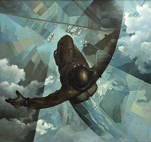 In Futurist paintings, like Tullio Crali’s Before the Parachute Opens (1939), perspective and form give way to a sense of motion and fracture, often melding man and machine. (Casa Cavazzini, Museo d’Arte Moderna e Contemporanea, Udine, Italy/Photo: Claudio Marcon)