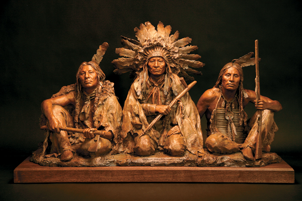 Lakota legends (from left) Gall, Sitting Bull and Crazy Horse make their mark in John Coleman's "1876." (Courtesy of John and Sue Coleman)