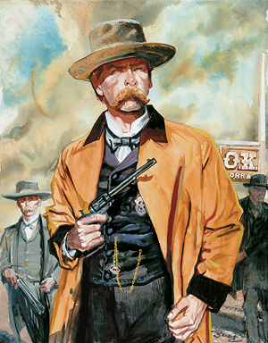 Although he painted "Wyatt Earp Behind the O.K. Corral (above) and had an early obsession with Wyatt, Bob Boze Bell is more a fan of Billy the Kid. (Image courtesy Bob Boze Bell)