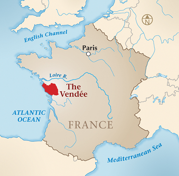 Map of France showing the Vendée Region. (Baker Vail)